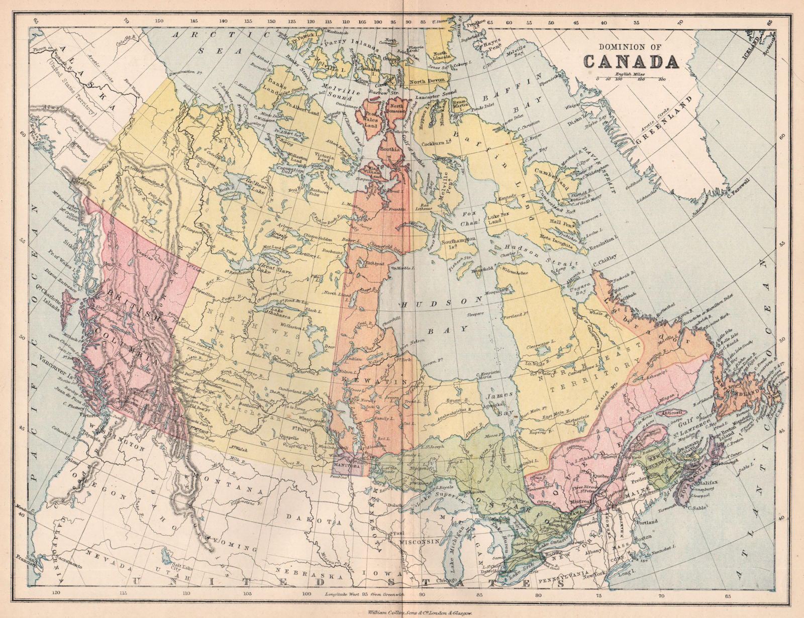 CANADA EAST. 'Dominion of Canada'. Ontario Quebec NB NS. BARTHOLOMEW 1878 map